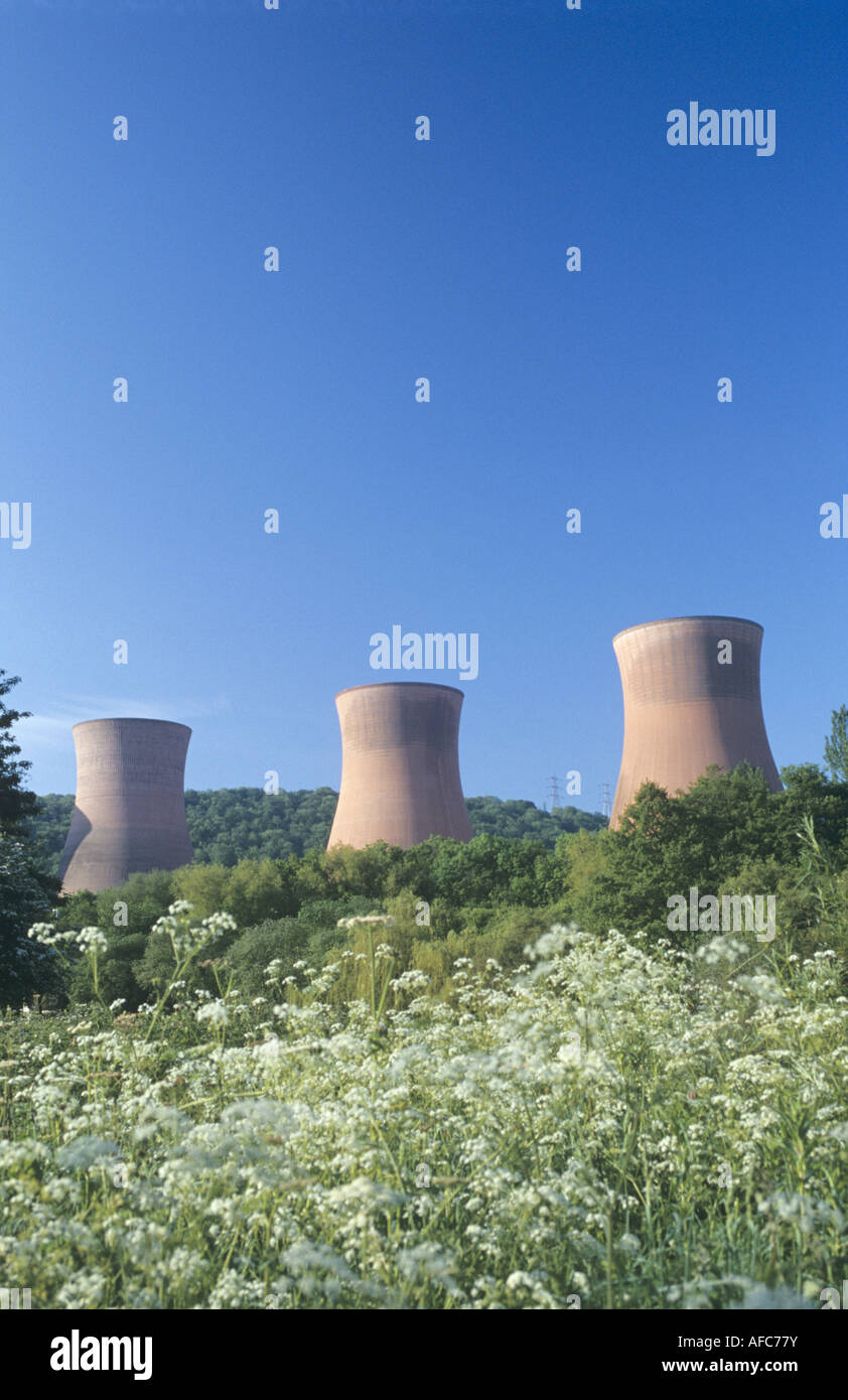 Buildwas coal-fired power station from beside the river Severn Stock Photo