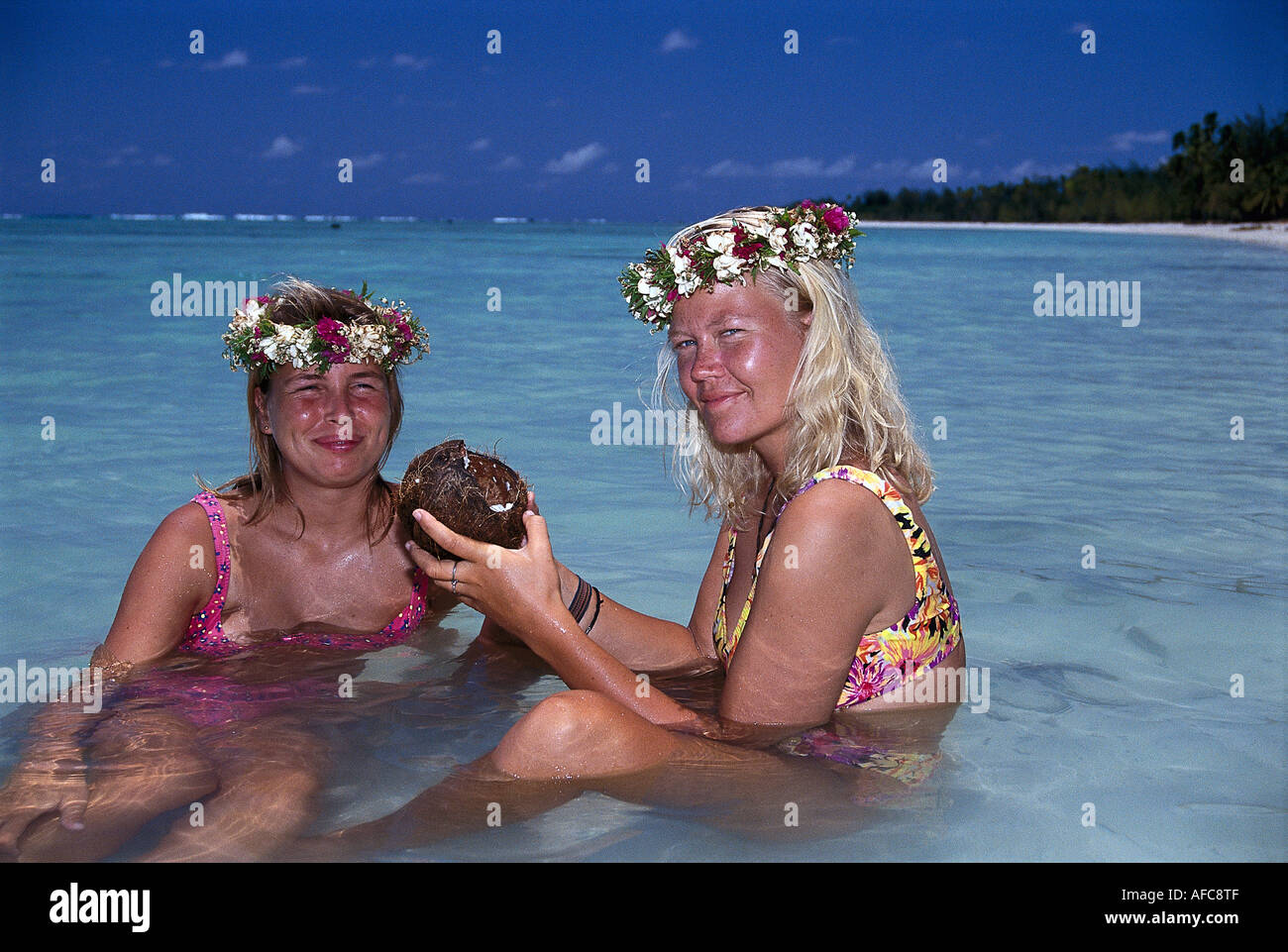 Swedish Globetrotters, Aitutaki Cook Islands Stock Photo