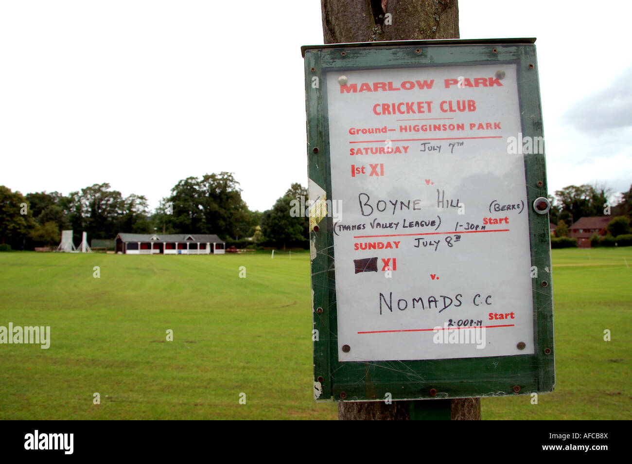 Sign for Marlow Cricket club, Marlow, Bucks Stock Photo