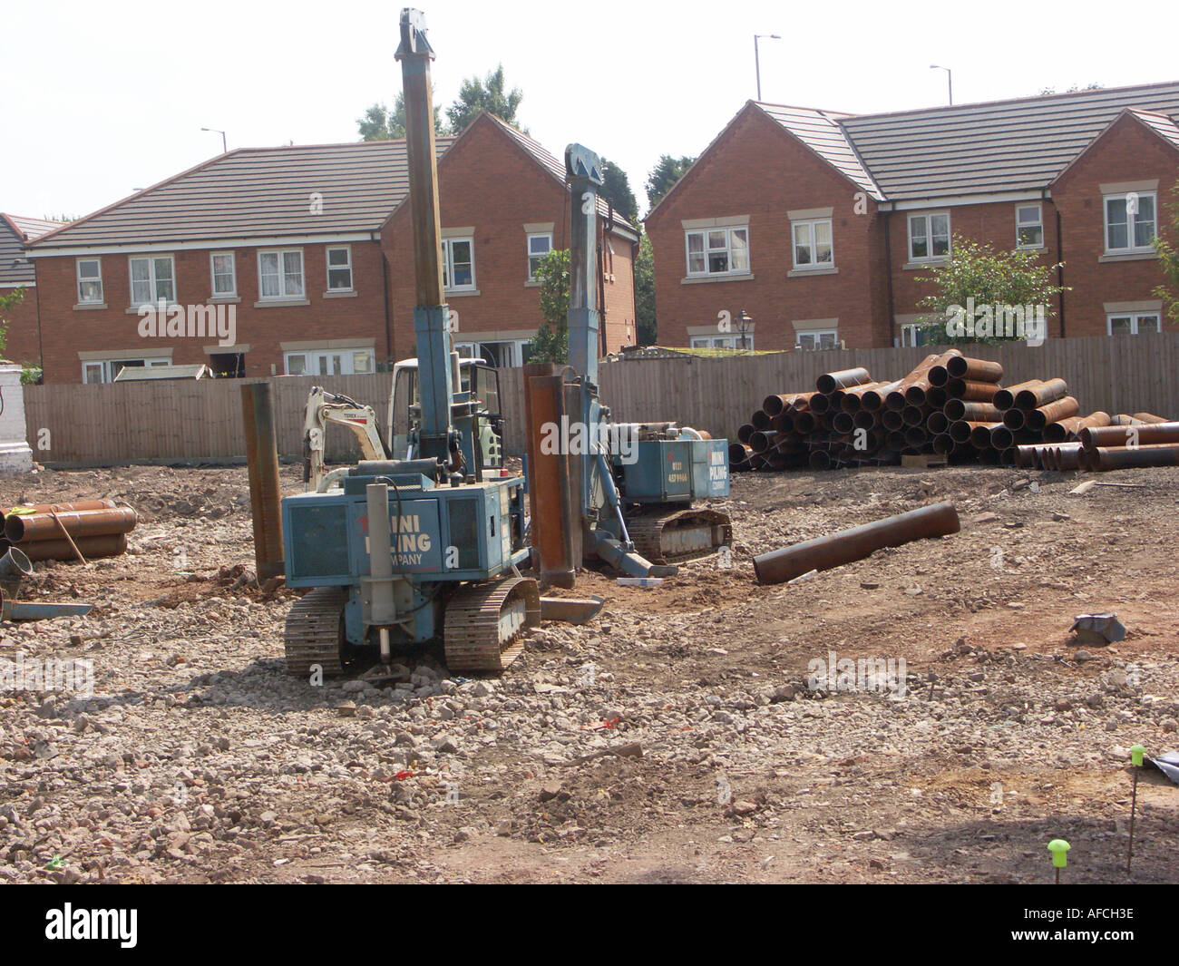 Piling Equipment on building site with piles in the background. New ...