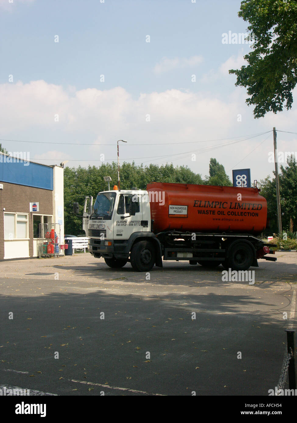 Waste Oil collection tanker, collecting oils to recycle from a garage