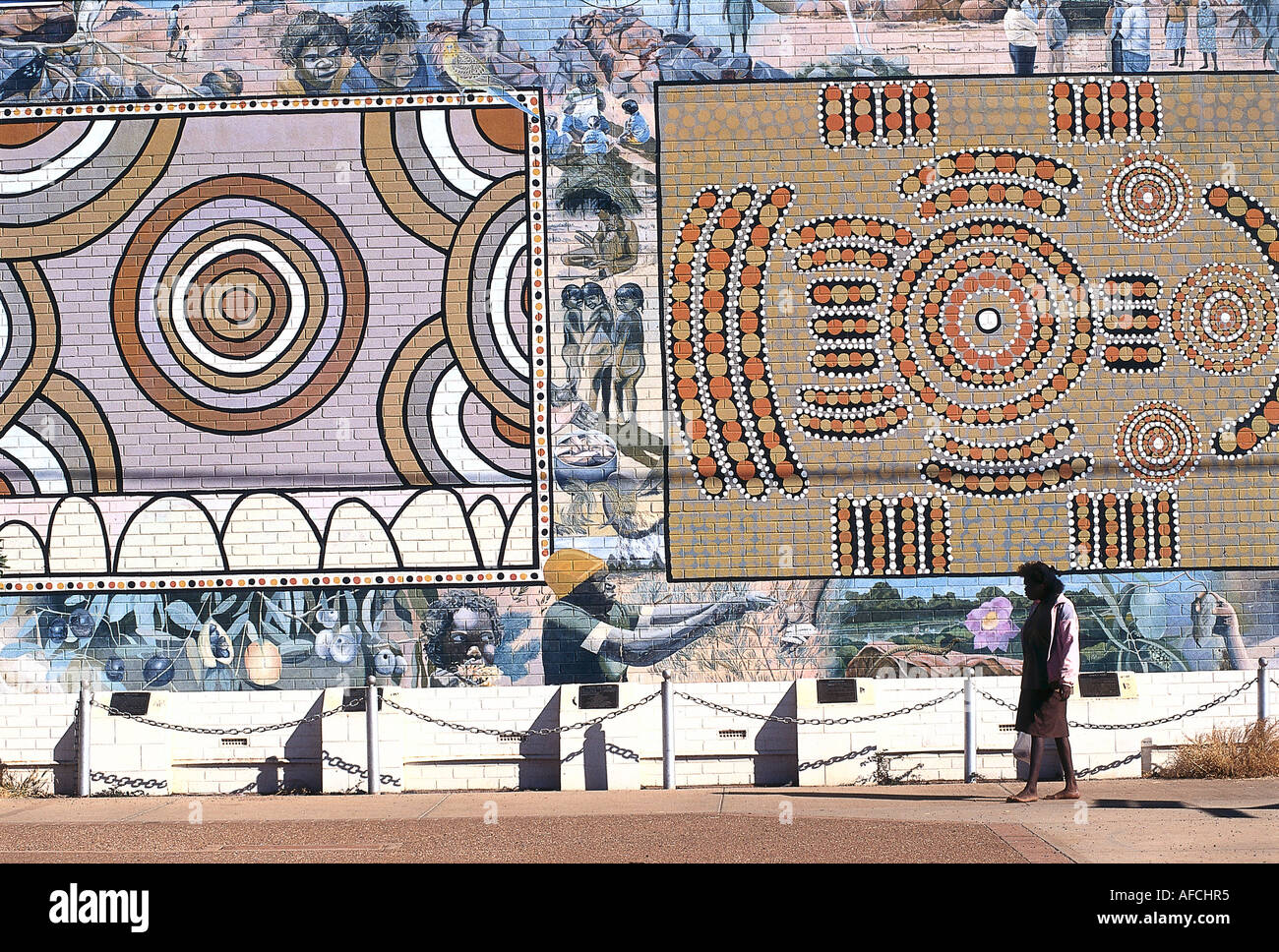 Aboriginal Mural, Tennant Creek NT, Australia Stock Photo