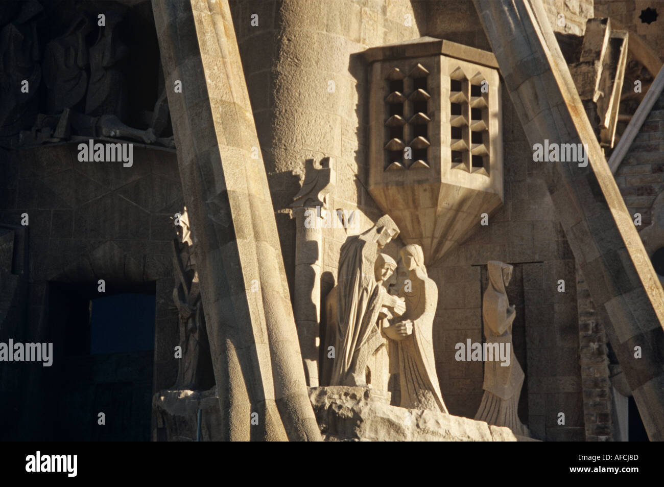 Detail of Christ's Passion at Gaudí's Sagrada Familia cathedral.  Sculptor Josep Maria Subirachs completed this western façade Stock Photo