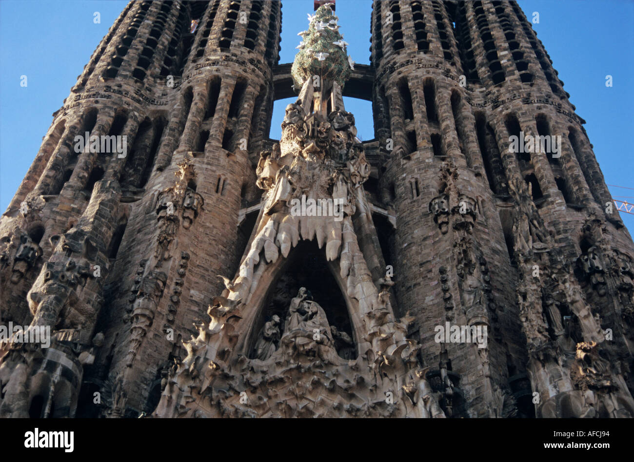 Partial view of the eastern Nativity façade of Antoni Gaudí's Sagrada
