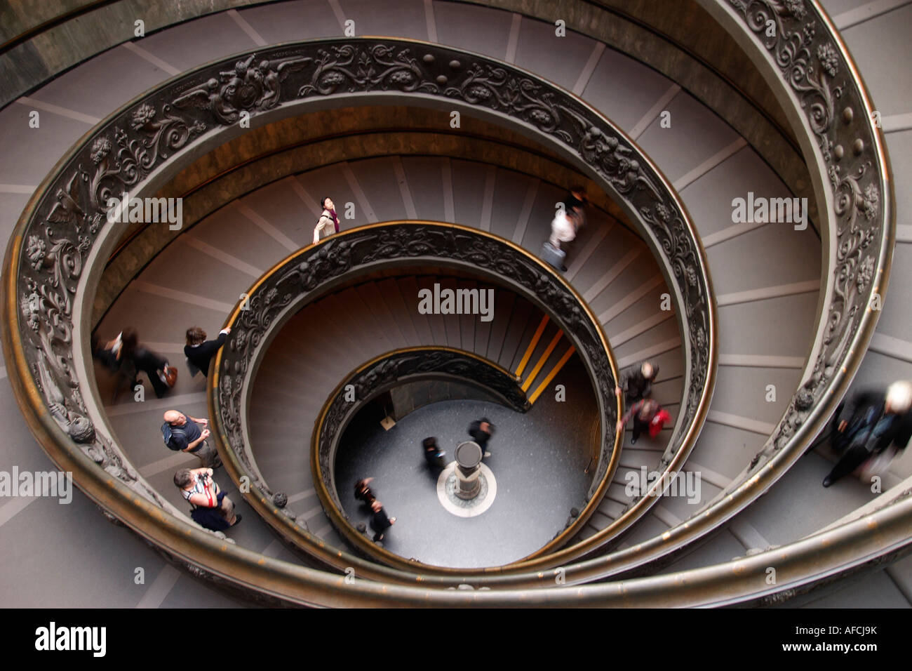 Spiral Stairway in the Vatican Museum designed by Guiseppe Momo. Stock Photo