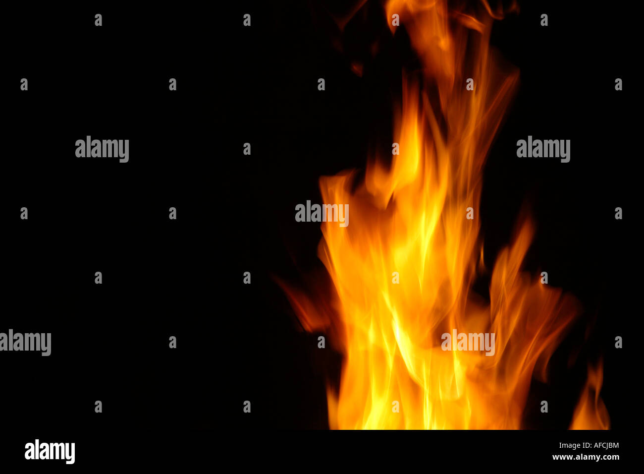 Flames on a black background. Stock Photo
