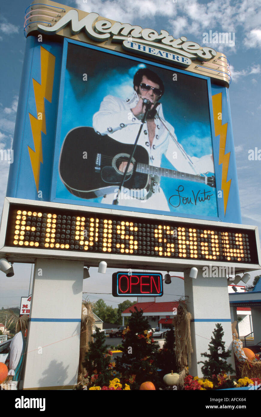 Pigeon memories theater marquee elvis presley nostalgia show
