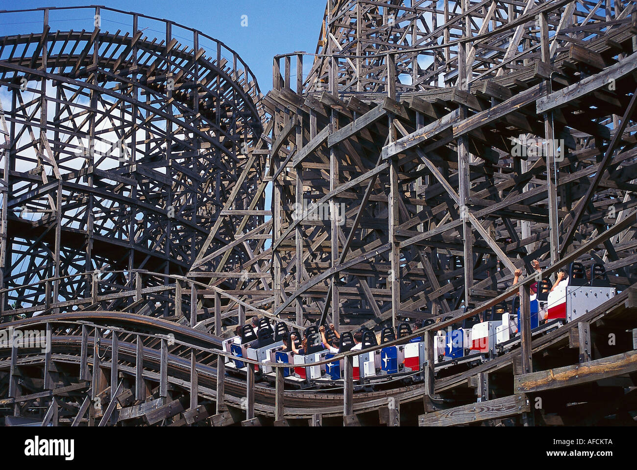 Texas Giant Rollercoaster, Six Flags over Texas-Texas USA Stock Photo