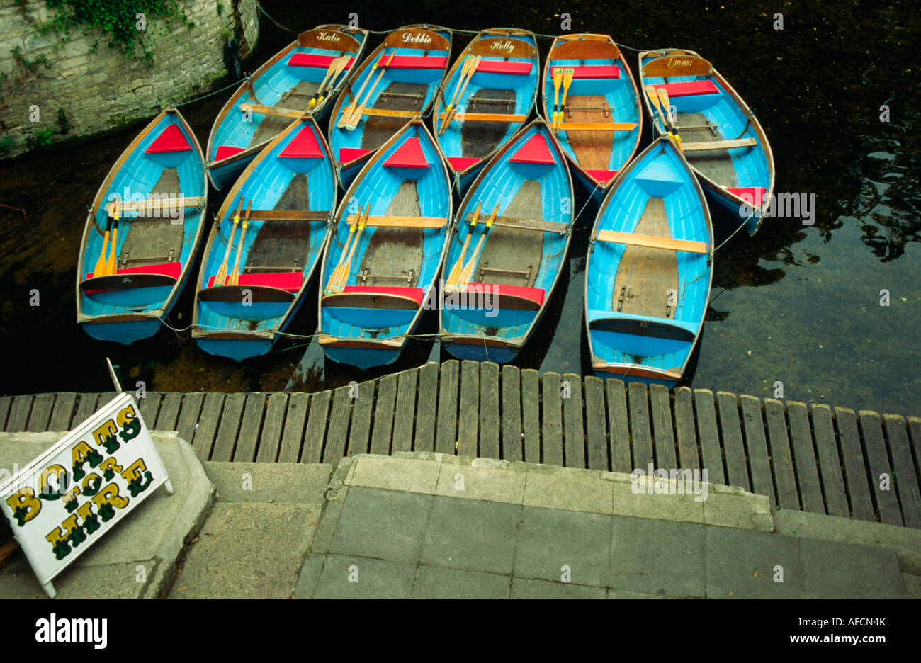 rowing boats for hire Oxford England Stock Photo Alamy