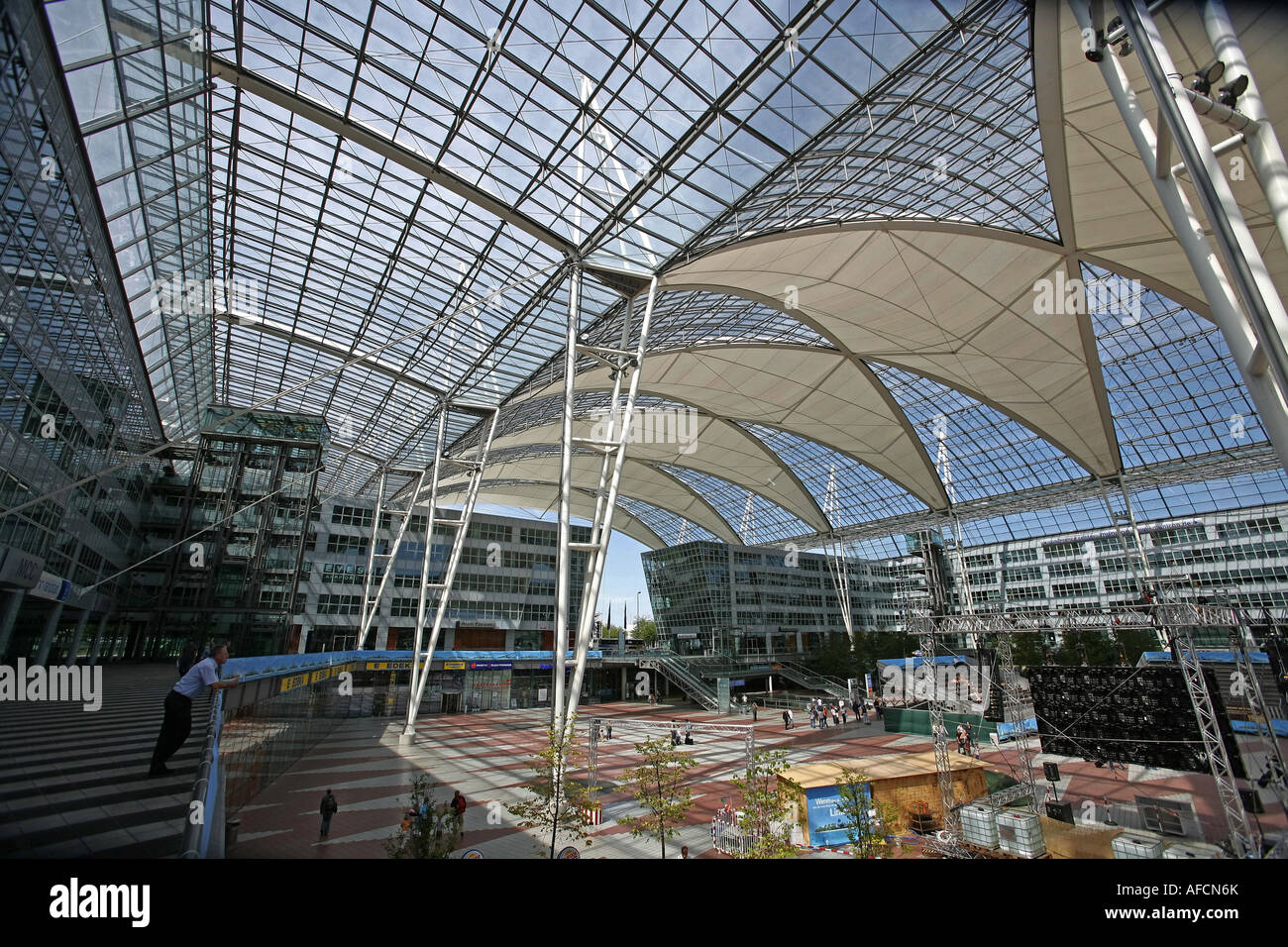Illustration Airport Munich Terminal 2: Modern building Muenchen Stock Photo