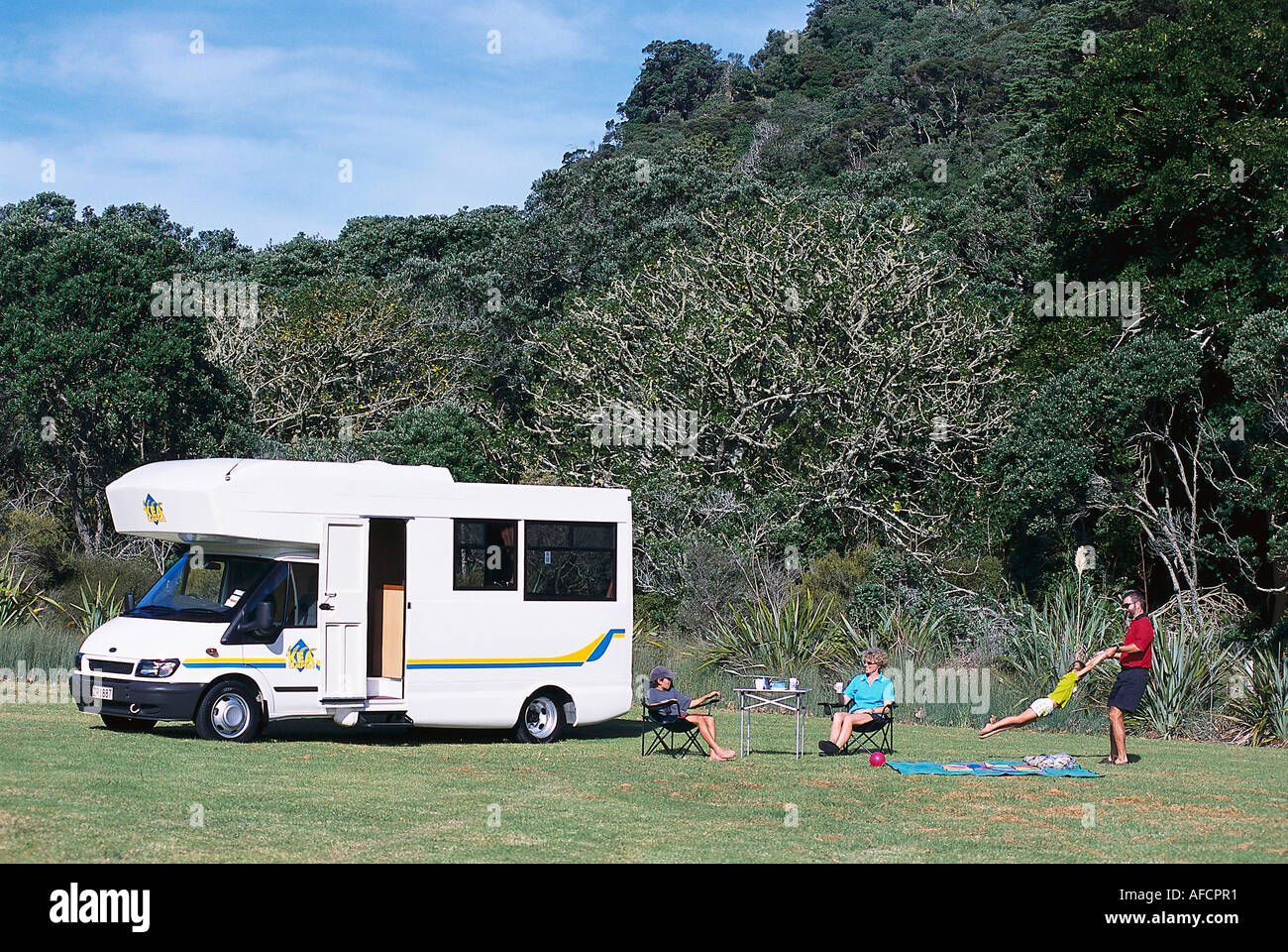 Kea Campers 4-Berth Campervan, Near Auckland, New Zealand Stock Photo