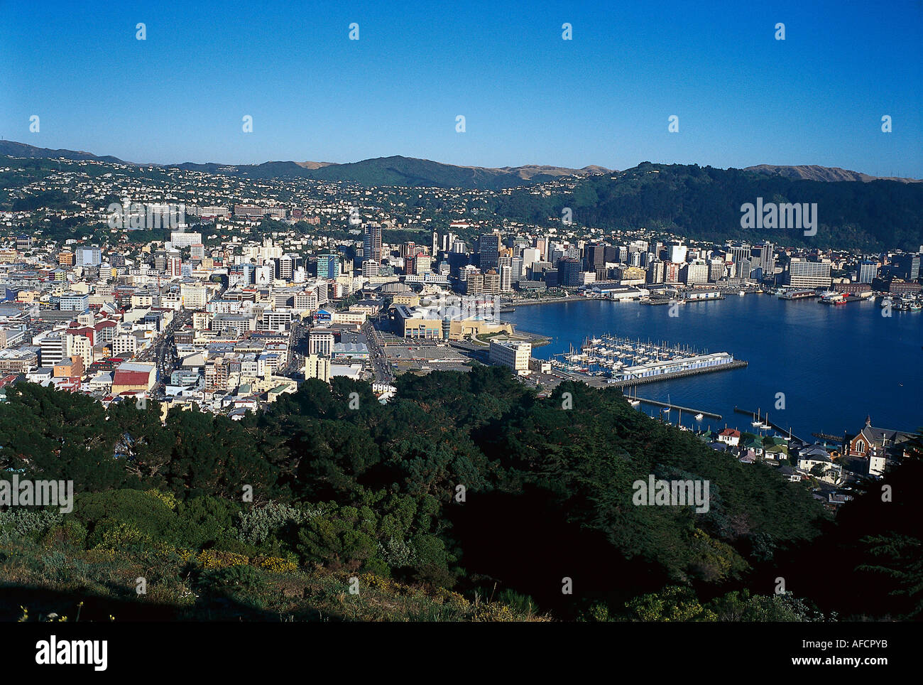 View from Mount Victoria, Wellington, North Island New Zealand Stock Photo