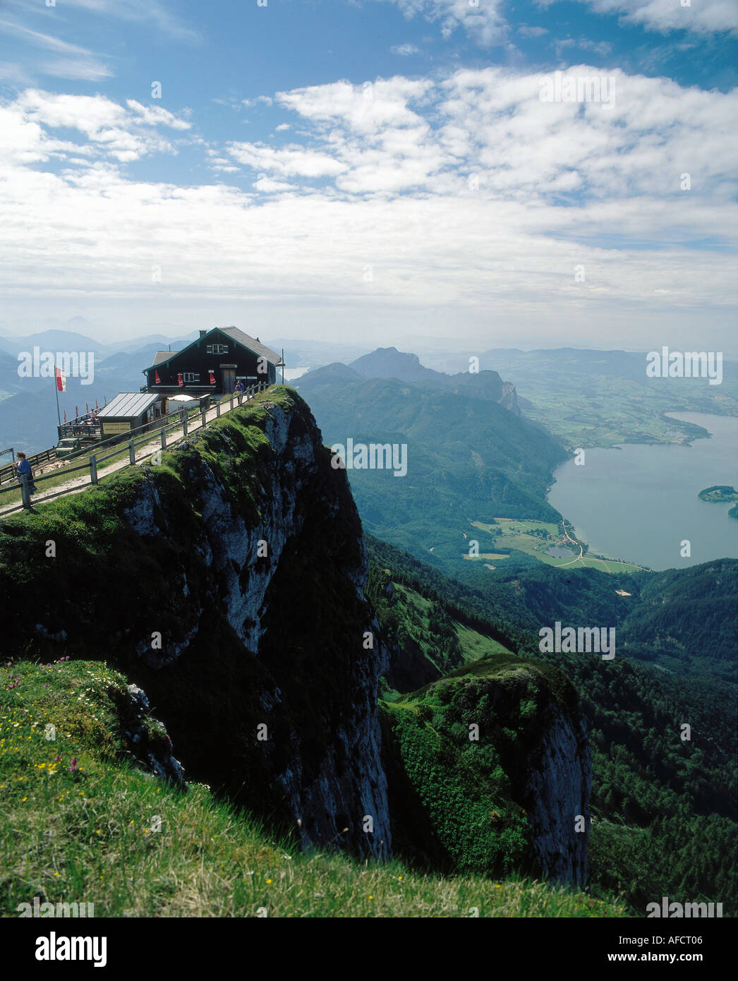 geography / travel, Austria, Upper Austria, Schafberg, view towards refuge 'Himmelspforte' (gates of heaven), Stock Photo