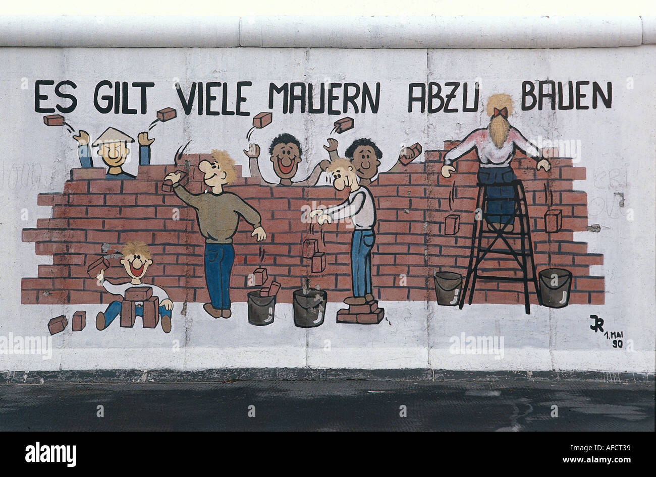 geography / travel, Germany, Berlin, wall, art, East Side Gallery, wall painting with political slogans, mural painting, symbol, politics, east, west, tolerance, equality, 1990, Stock Photo