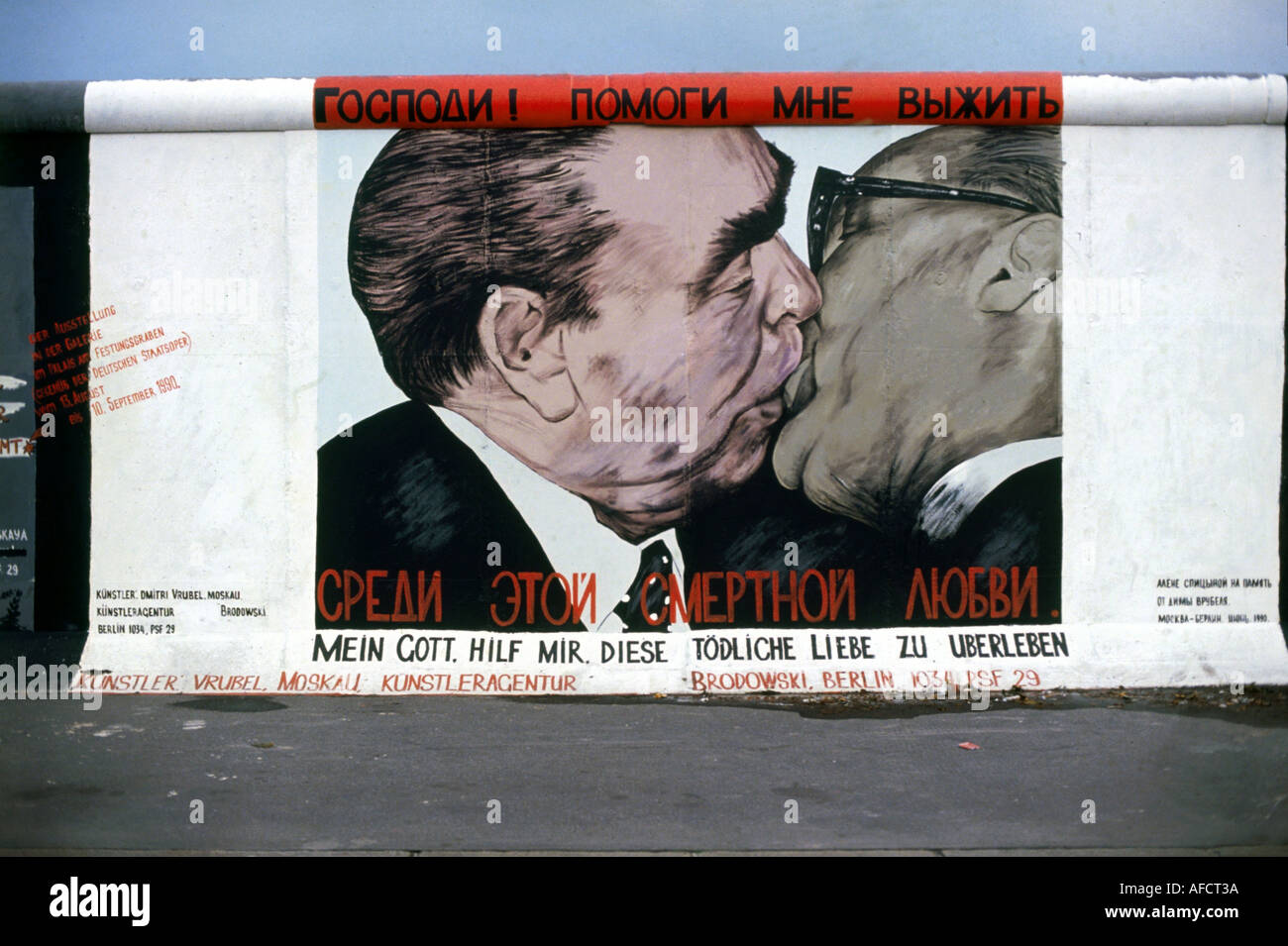 'Geo., BRD, Berlin, Denkmäler, East Side Gallery, Mauer, Graffiti von Drnitrij Vrubel 'Mein Gott hilf mir, diese tötliche Liebe Stock Photo