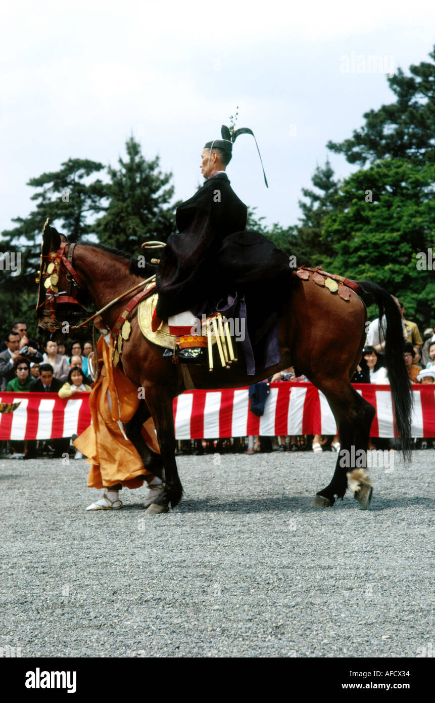 geography / travel, Japan, tradition / folklore, Yayoi Matsuri, shrine ceremony in Nikko, priest on horse, , Stock Photo
