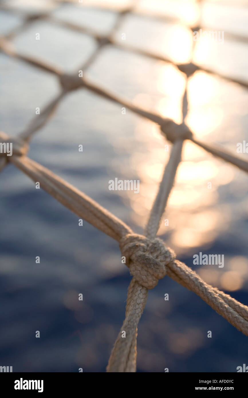 Star Flyer, Bowsprit Net, Aegean Sea, Turkey Stock Photo