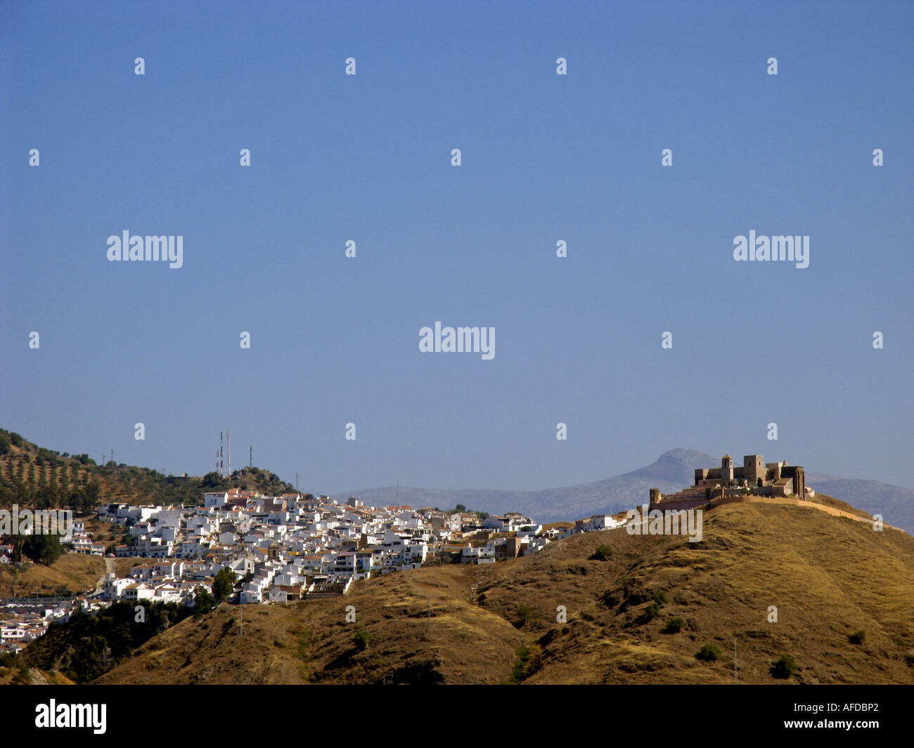 View at the white village Alora Malaga Costa del Sol Andalucia Spain