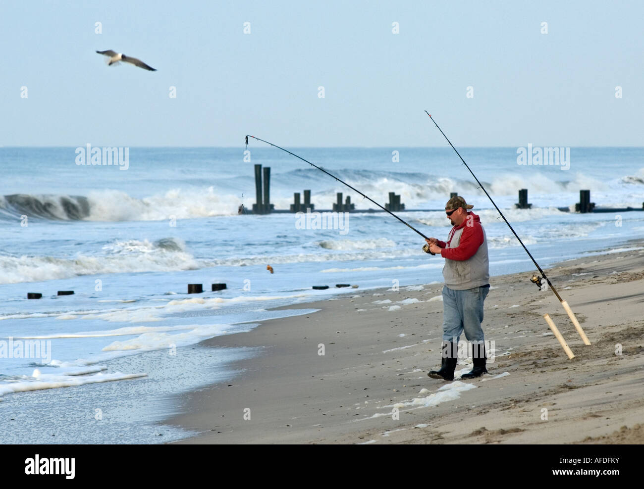 Fishing in Cape May NJ Stock Photo