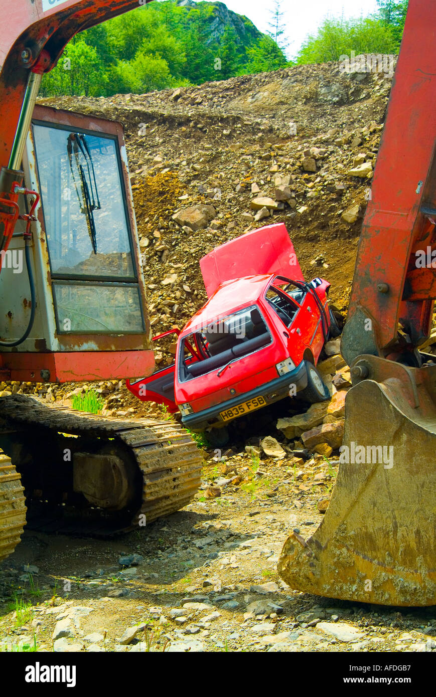 car wreck ready for scrapping Stock Photo - Alamy