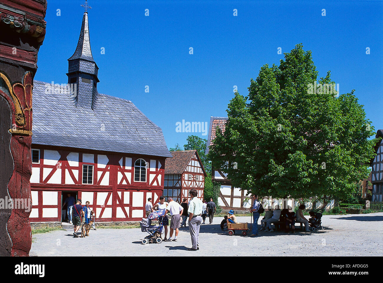Old half-timbered house, Open Air Museum Hessenpark Taunus, Hesse, Germany Stock Photo
