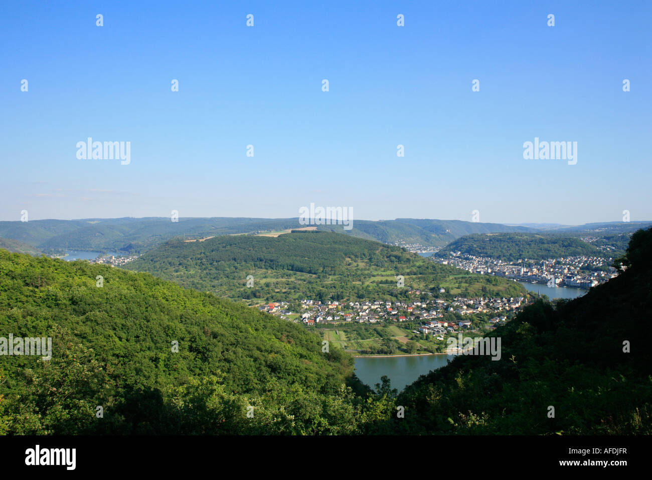 so called Vierseenblick (four lakes view) of the River Rhine near Boppard in Germany Stock Photo
