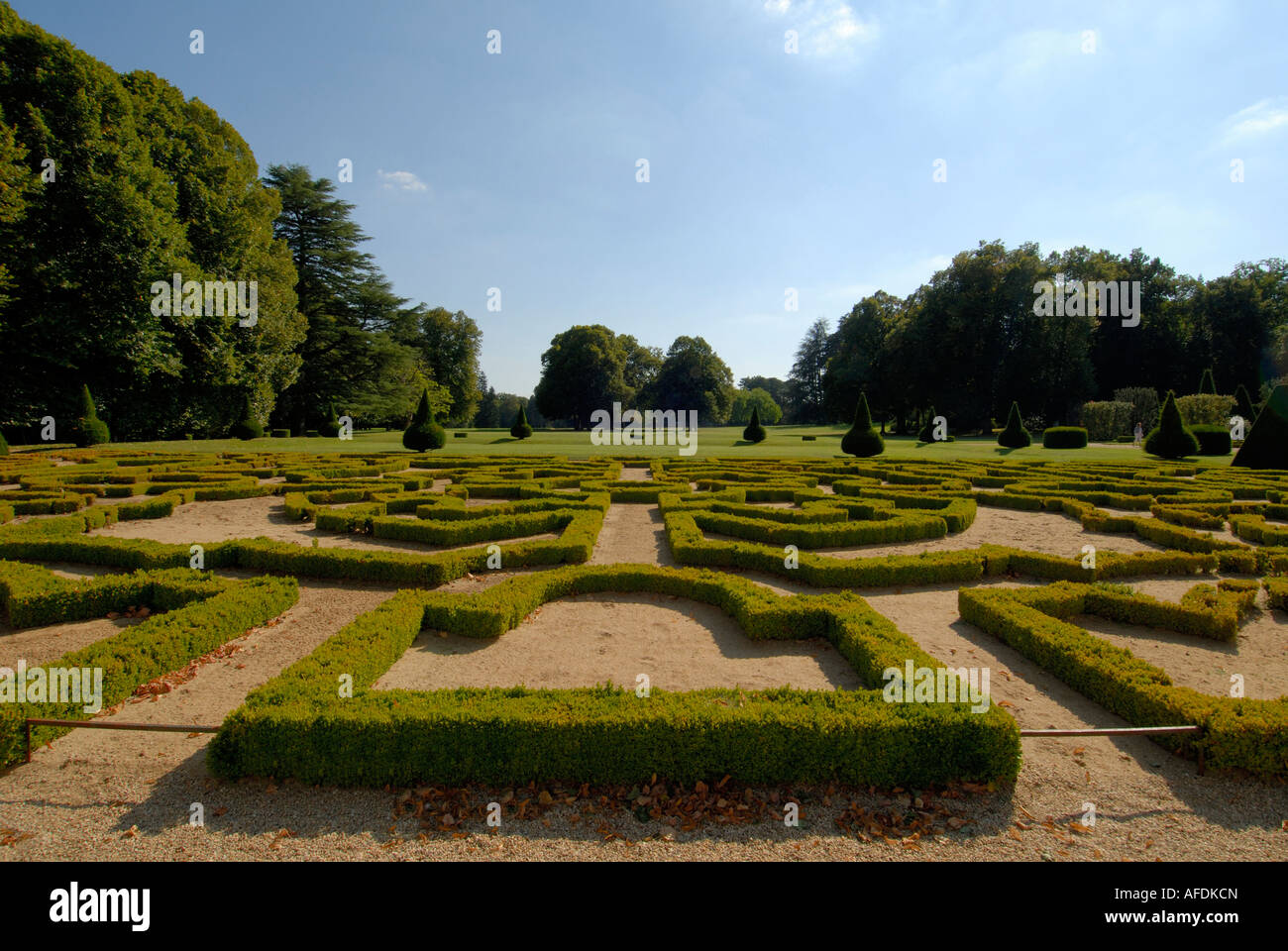 Formal gardens at Azay-le-Ferron, Indre, France. Stock Photo