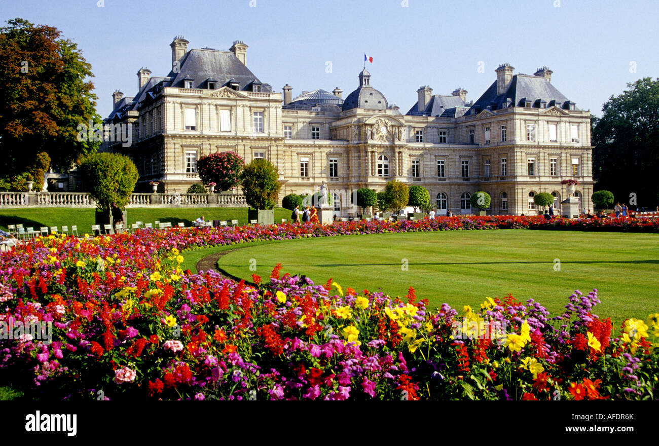 Luxemborg Gardens and the Musee du Luxembourg and Palace, Paris, France. Stock Photo