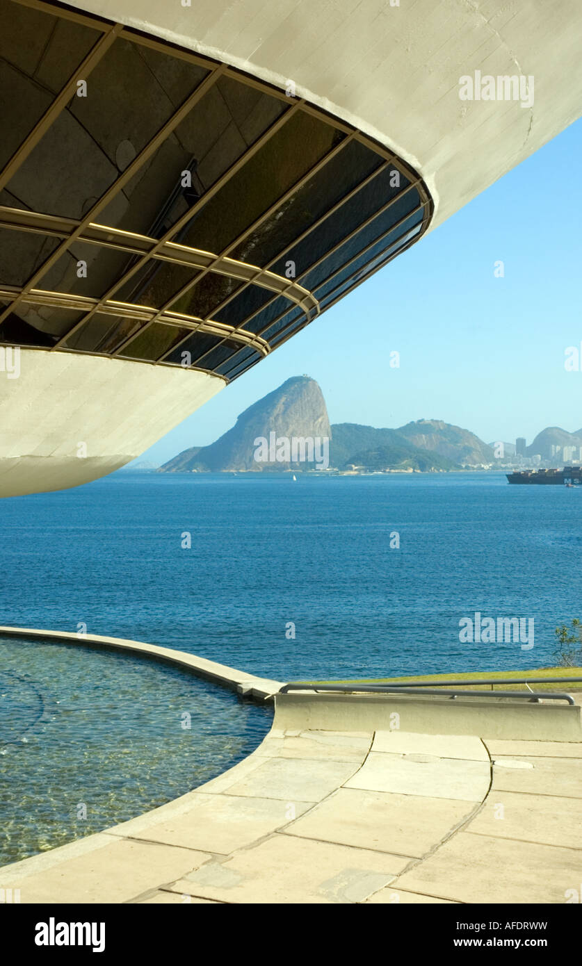 View of Rio de Janeiro from the MAC, Niteroi (portrait) Stock Photo