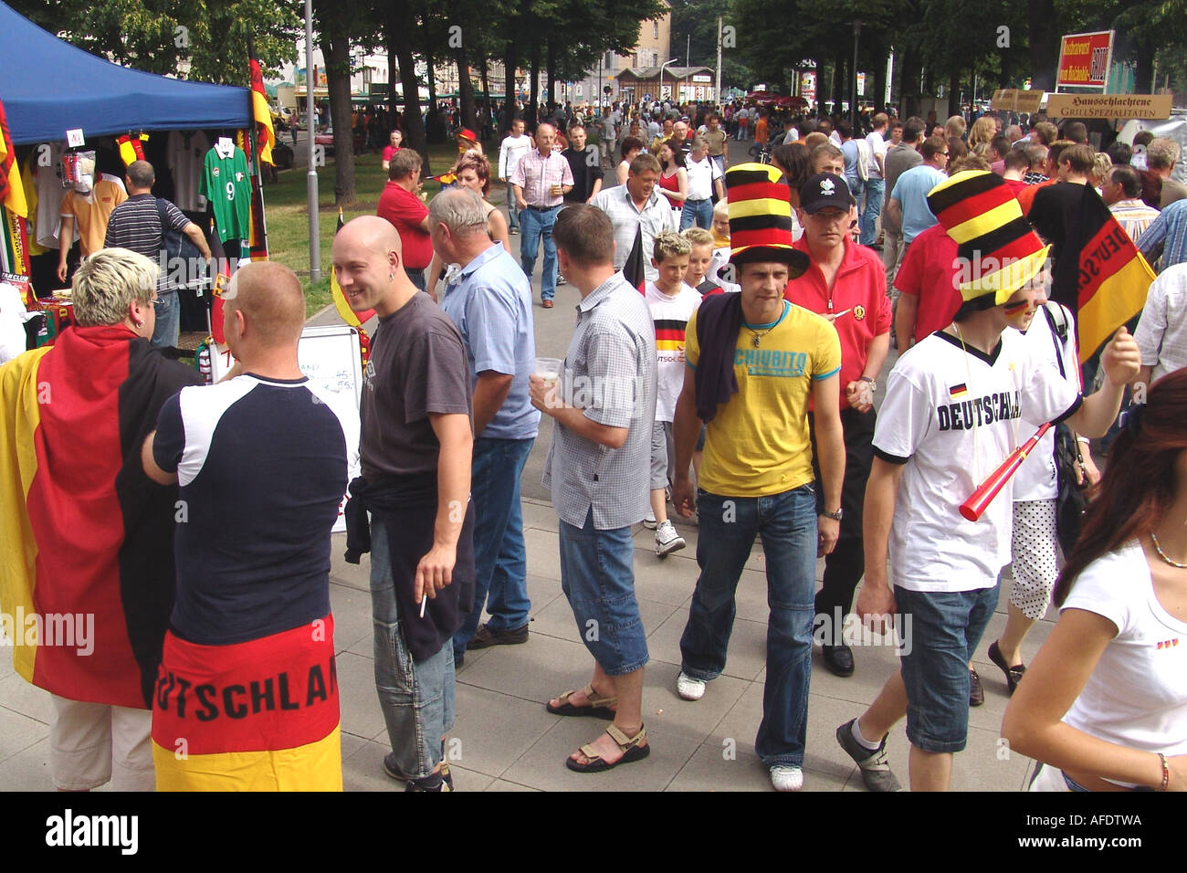 Leipzig, saxony, germany, fans moving into the zentralstadion leipzig, world cup 2006 Stock Photo
