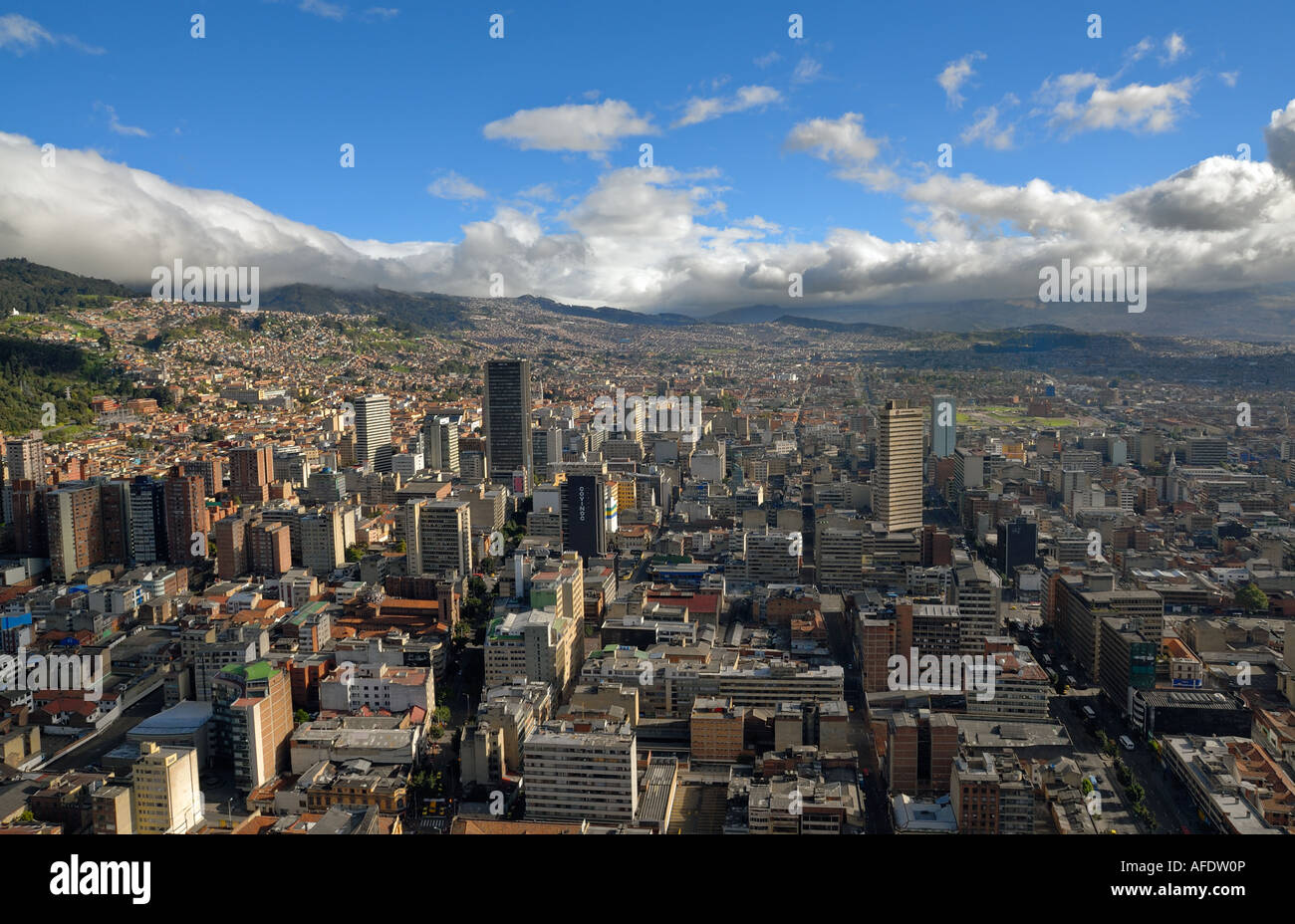 Panoramic view of the center of Bogotá. Stock Photo