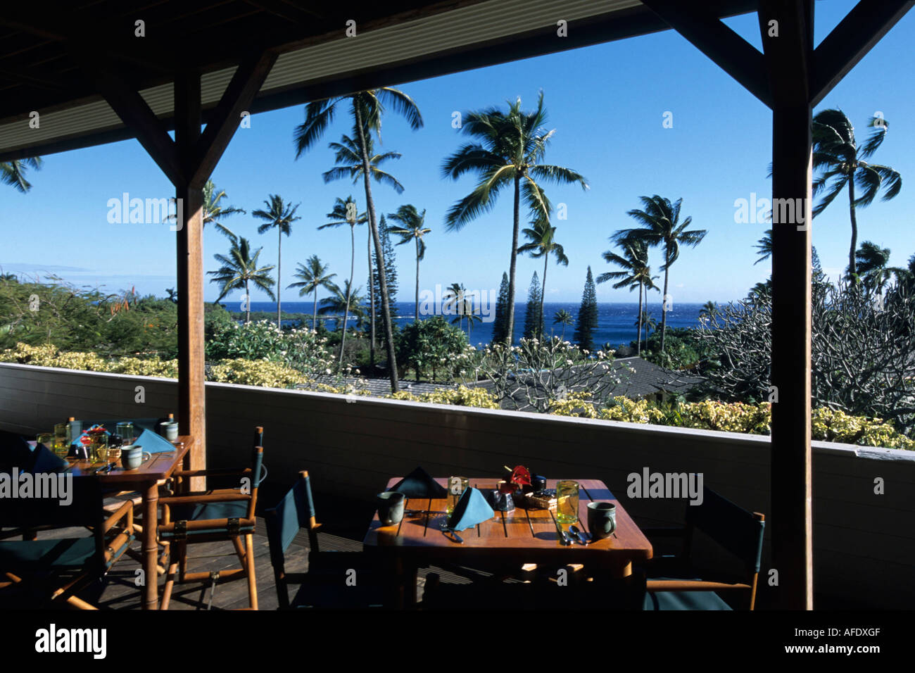 Breakfast with a View, Hotel HanaMaui, Hana, Maui, Hawaii, USA Stock