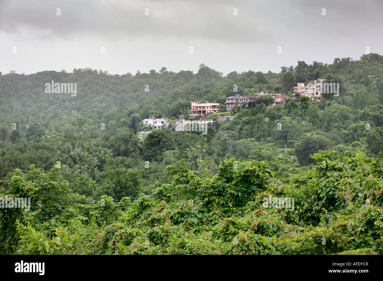 Batim village nestling in the lush hillside Bardez district Goa India Asia Stock Photo