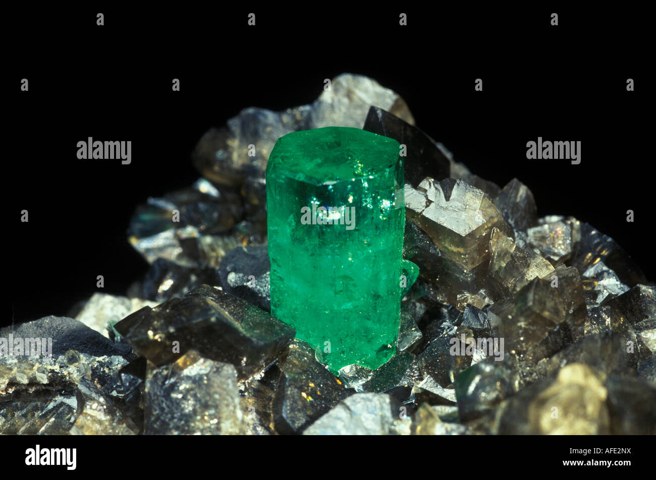 Emerald in Calcite, by Mark Schneider/Dembinsky Photo Assoc Stock Photo