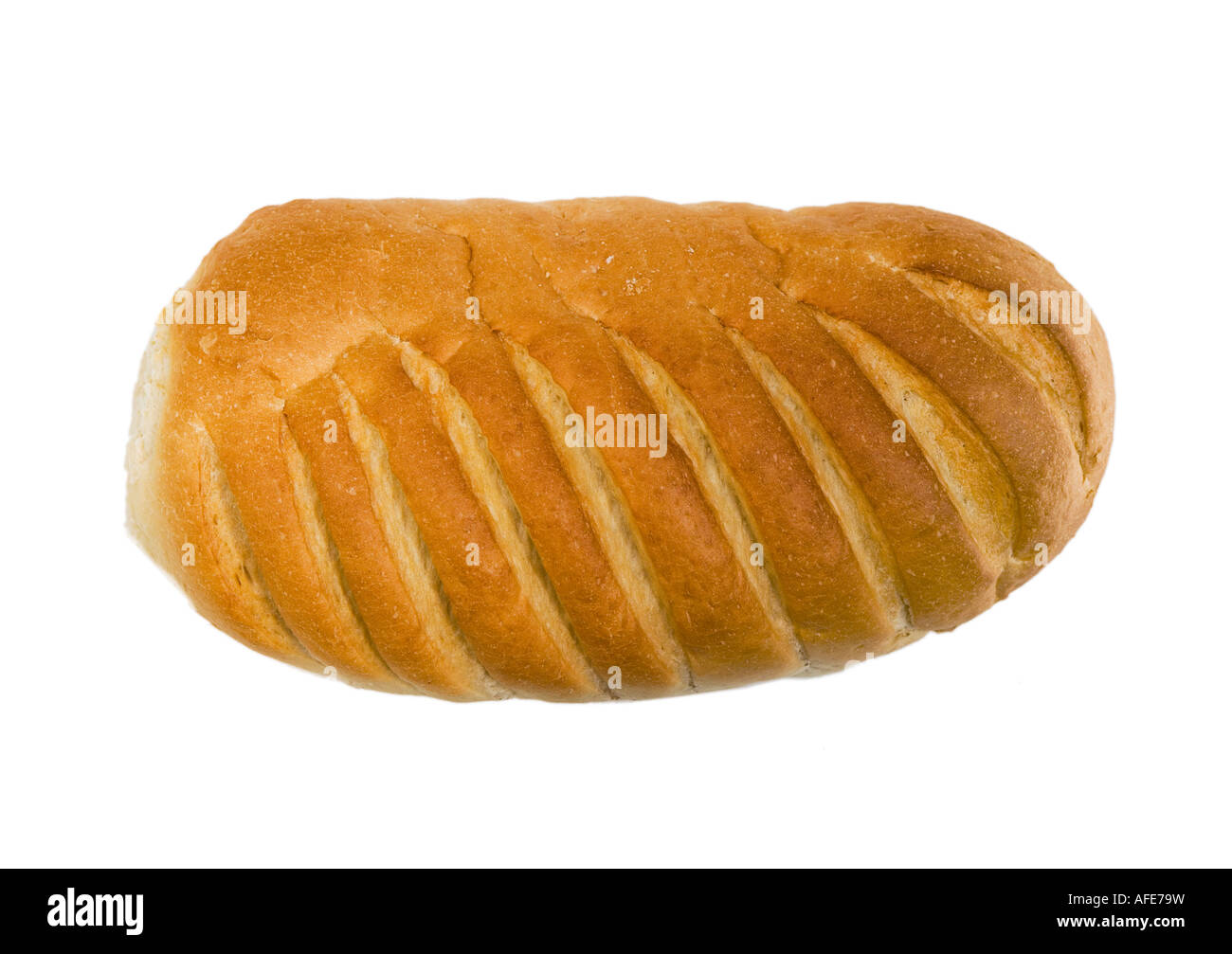 White uncut loaf shot against a white background Stock Photo