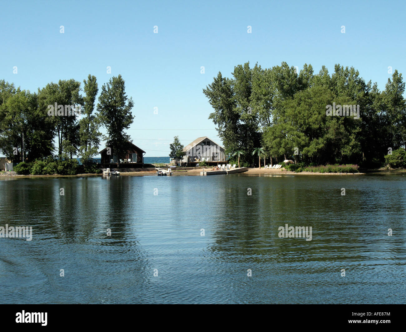 Summer cottages on Sodus Bay, Lake Ontario NY USA Stock Photo Alamy