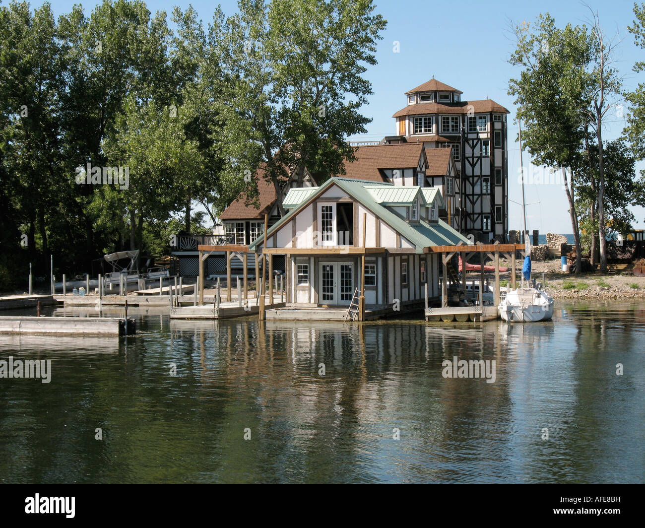 Summer cottages on Sodus Bay, Lake Ontario NY USA Stock Photo Alamy
