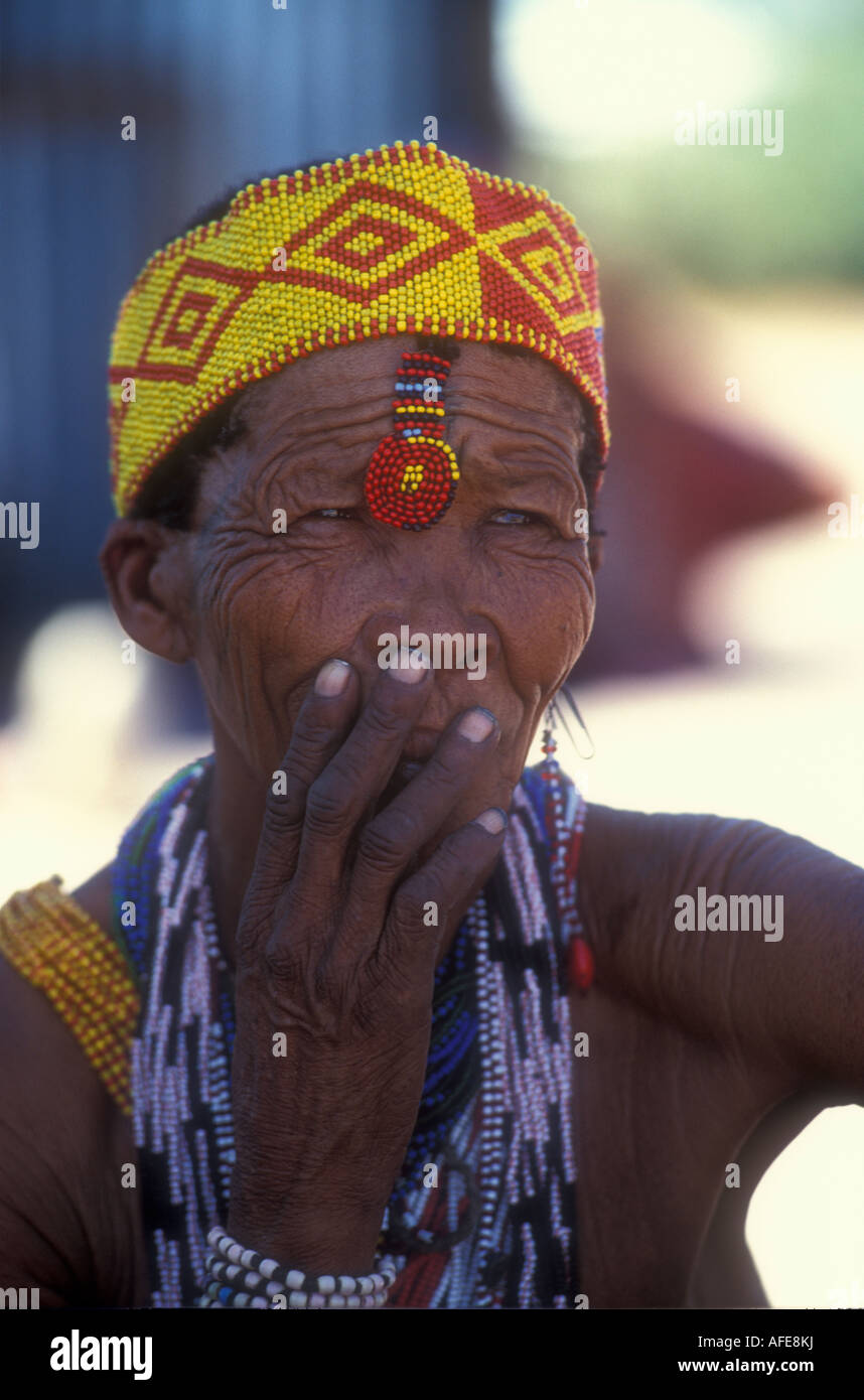 Bushman woman in Namibia. Stock Photo