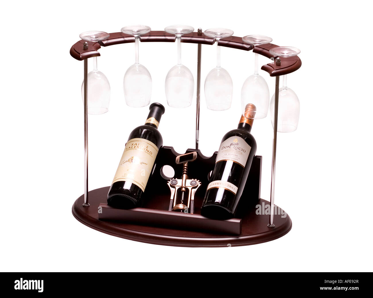 bottles and glasses bar set Stock Photo