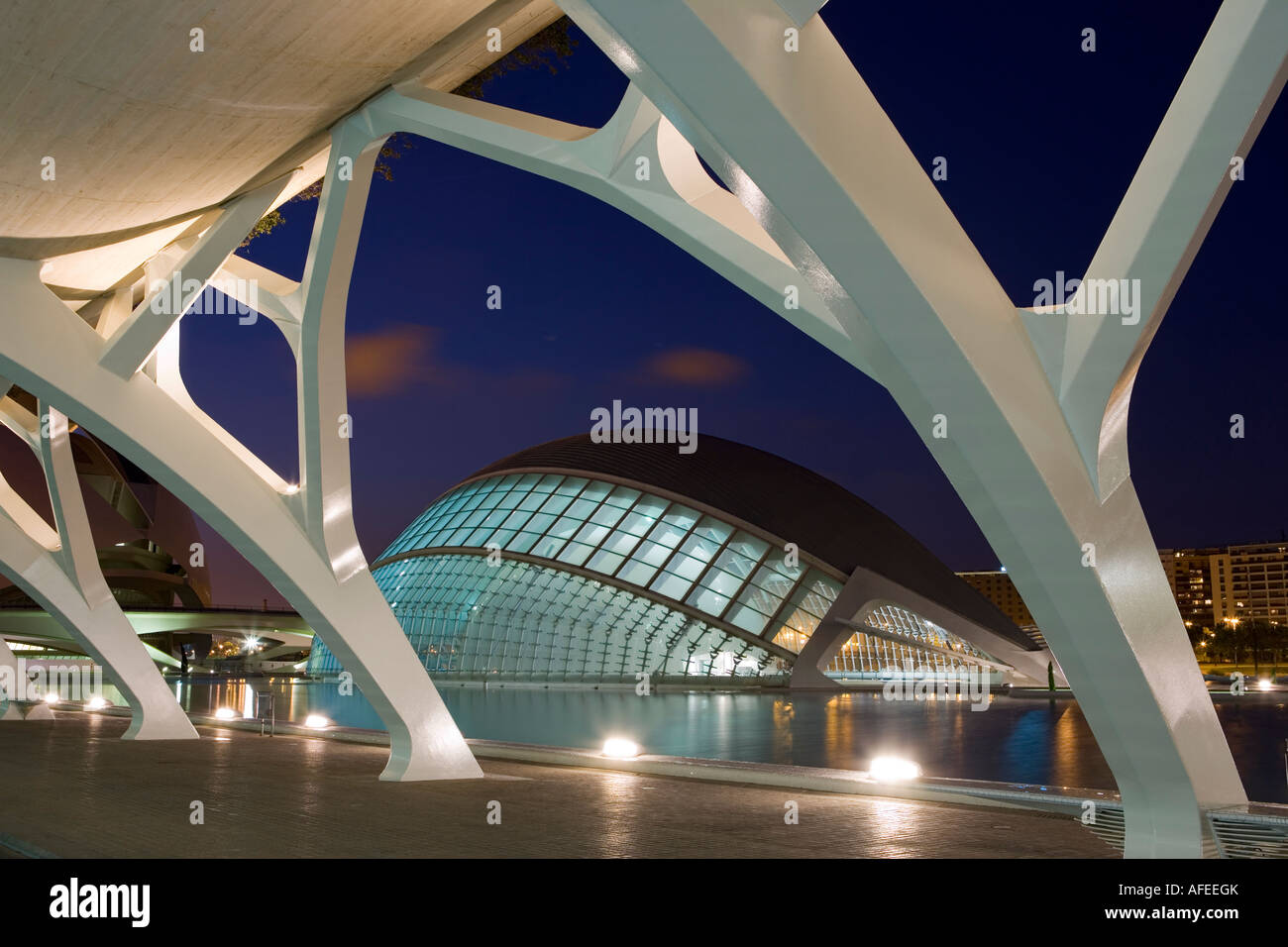 view of Arts and science area with L hemisferic in foreground, Valencia , spain Stock Photo
