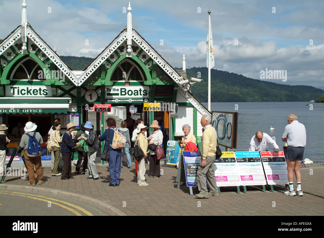 Bowness on Lake Windermere northern England UK. Ticket office for boat