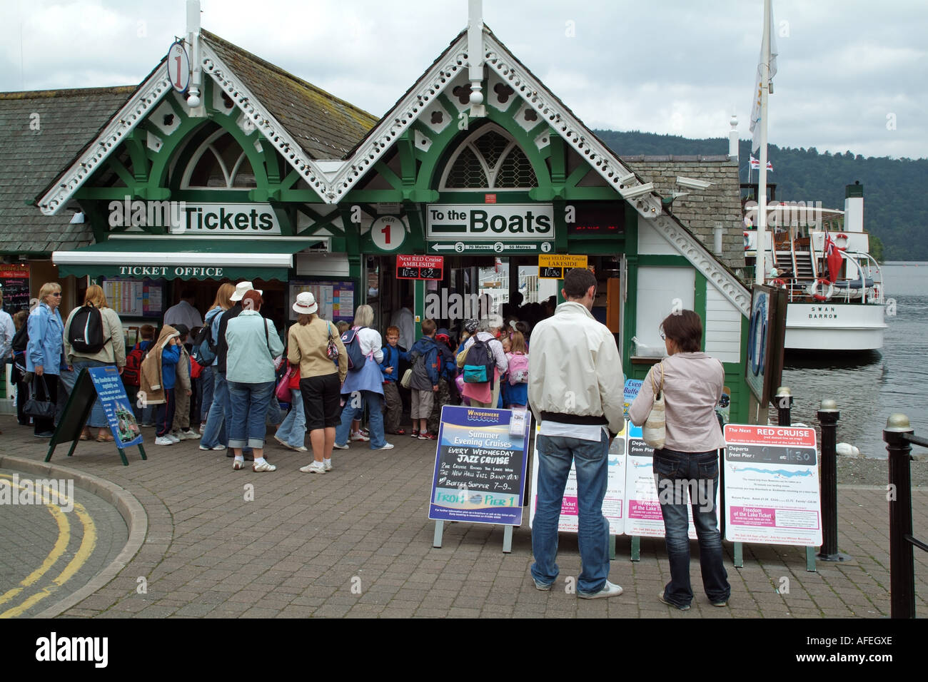 Bowness on Lake Windermere northern England UK. Ticket office for boat