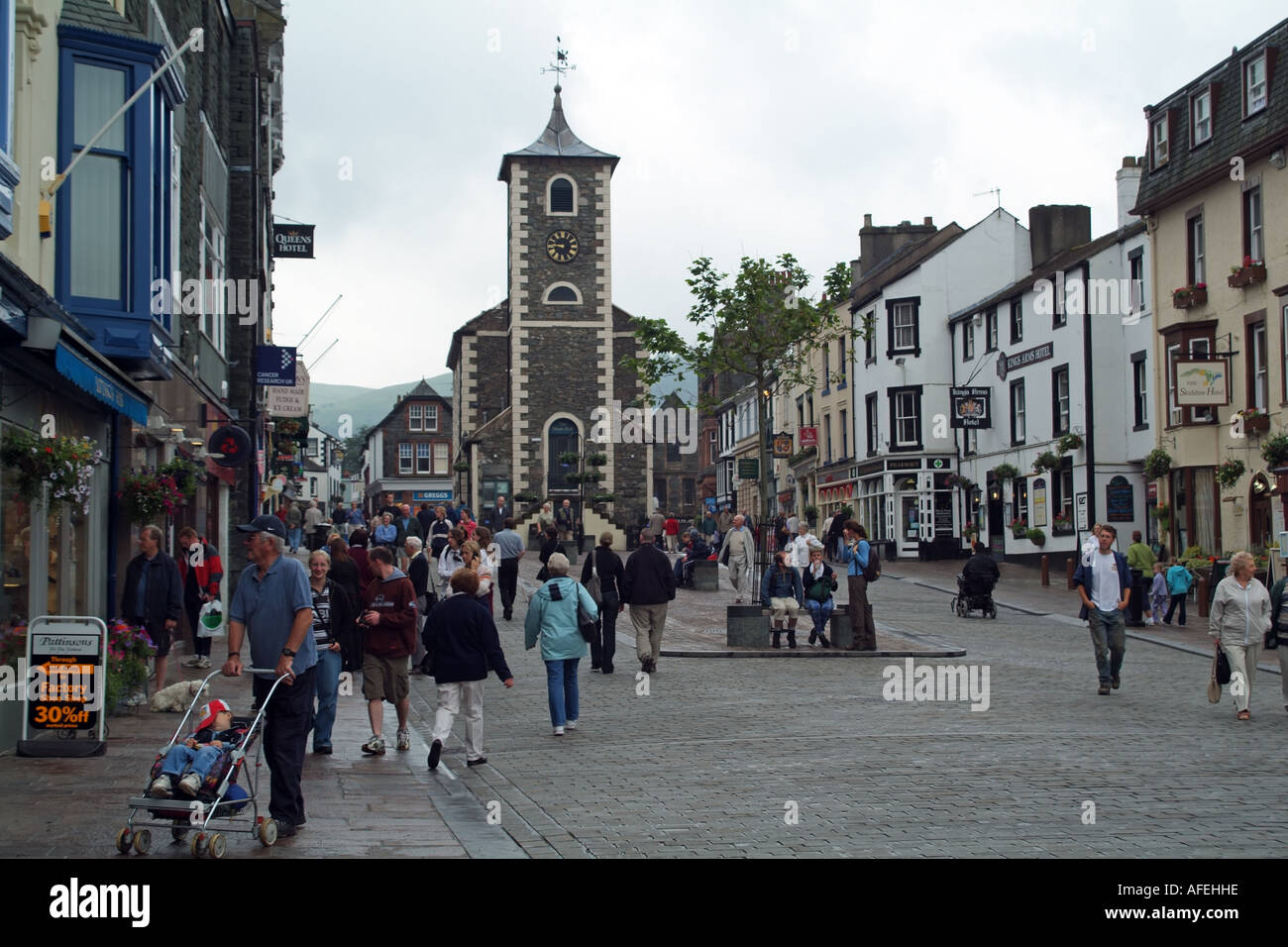 Keswick town centre Cumbria northern England UK. The Lake District
