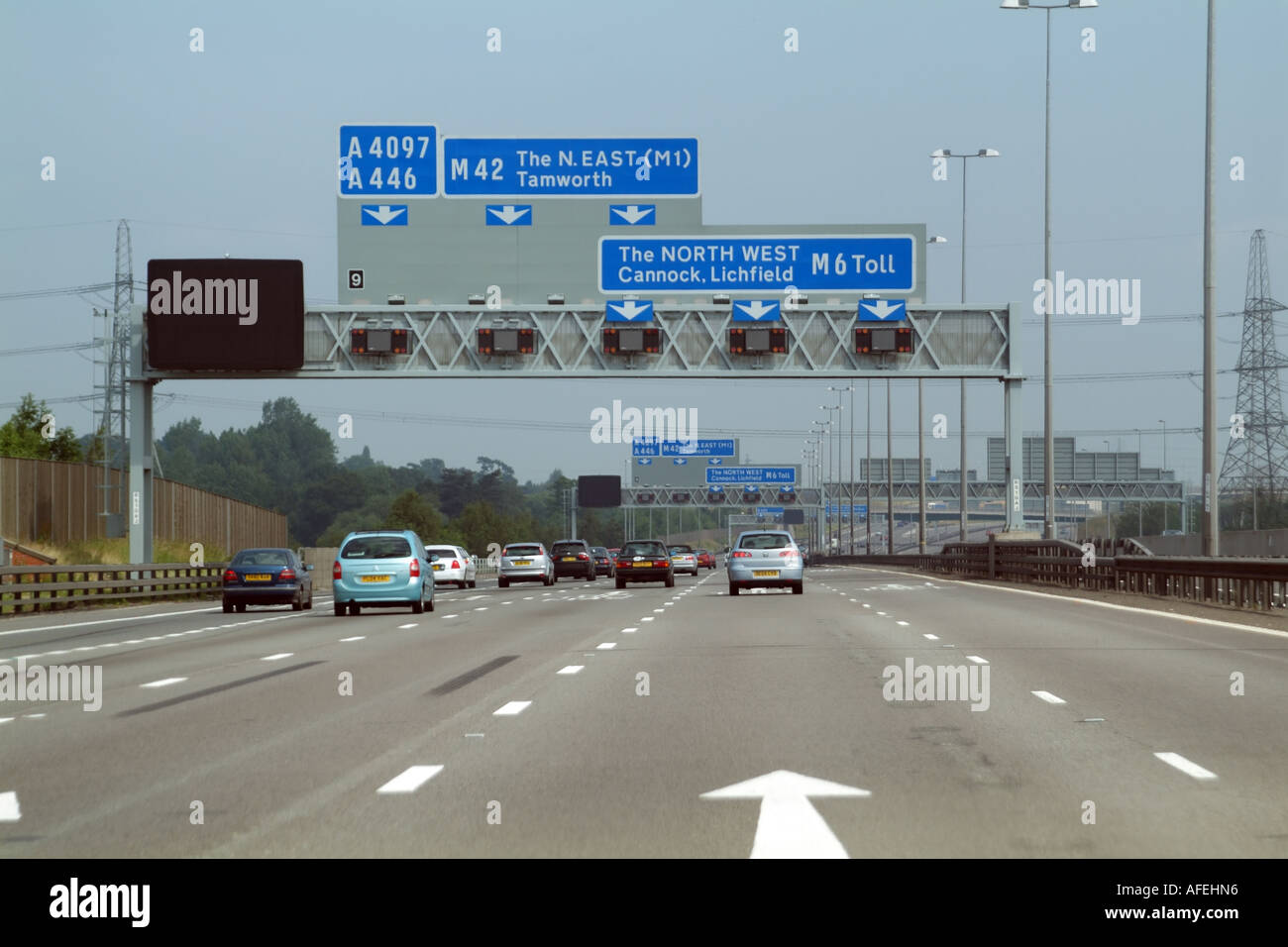 M6 Motorway Near Birmingham Central England UK Road Signs For The 