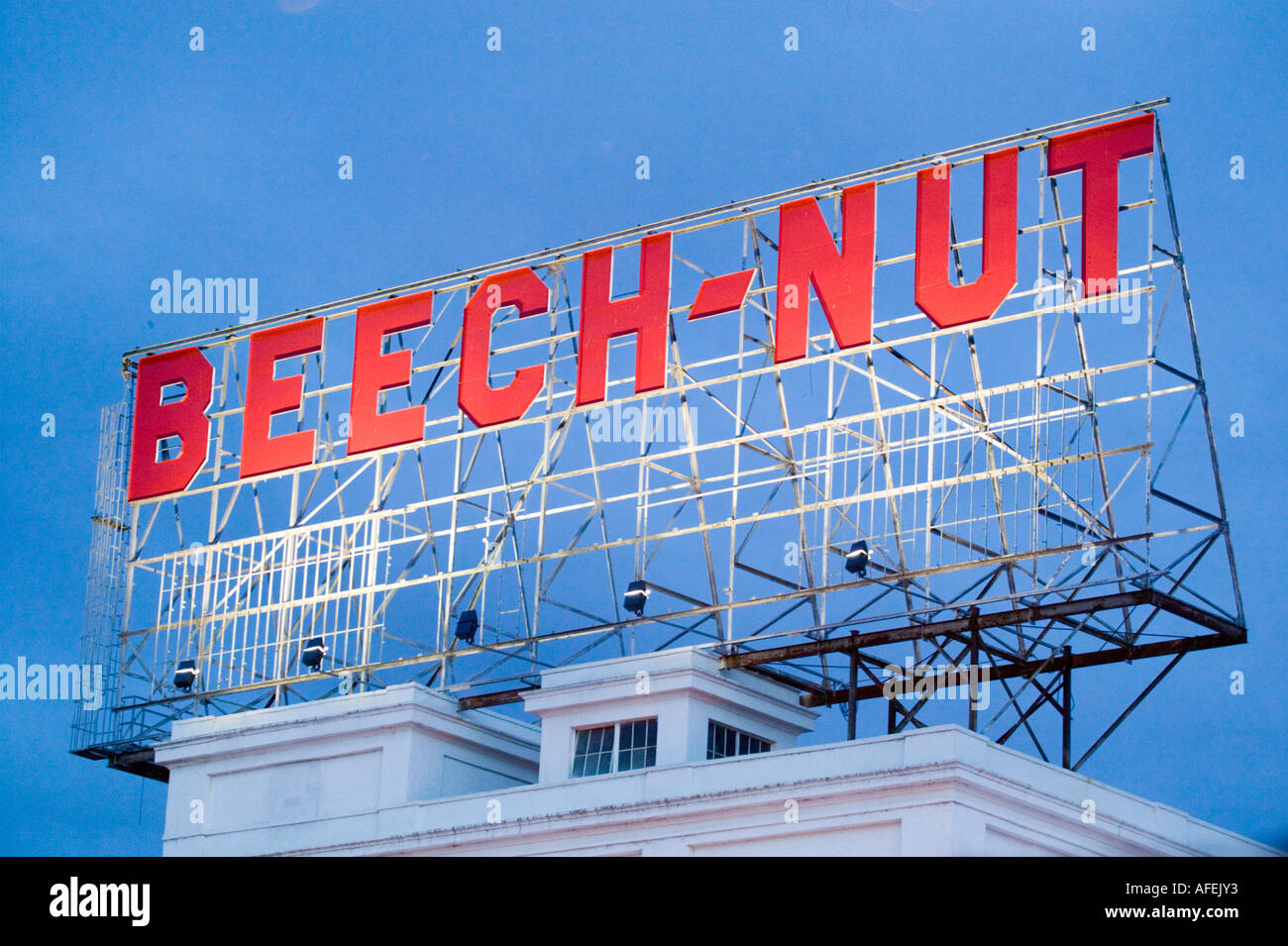 Giant sign at original Beech-Nut factory, Canajoharie, New York, USA. Demolished 2024. Stock Photo