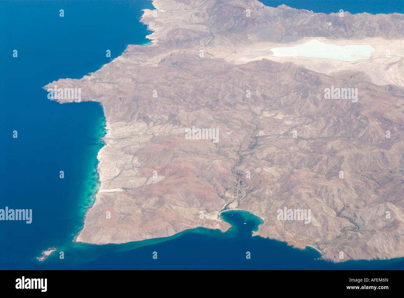 Aerial photo of Baja California Gulf of California Mexico Stock Photo