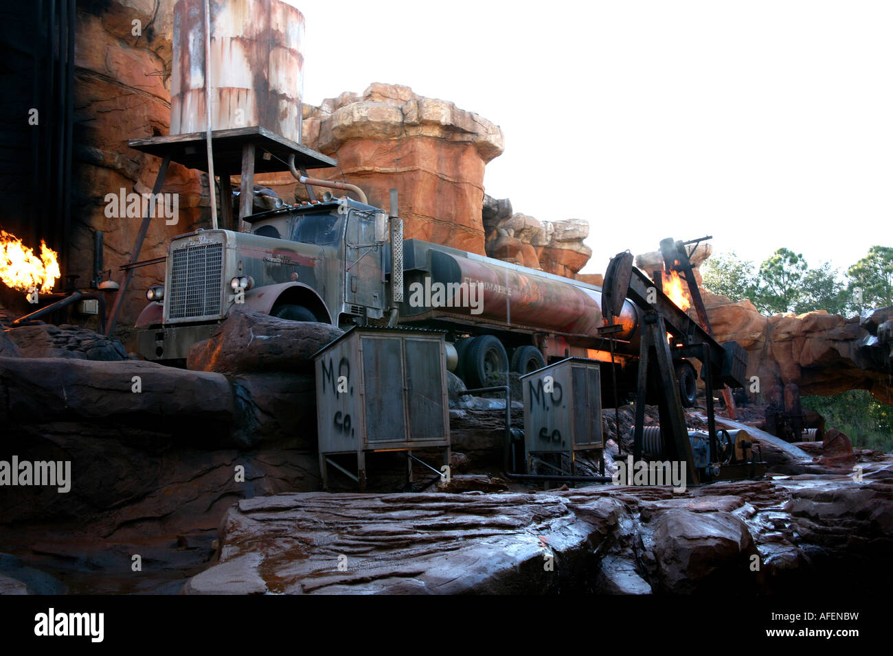 MGM Metro Goldwyn Mayer Studios at Disney World Orlando fuel gas tank lorry special effects Stock Photo