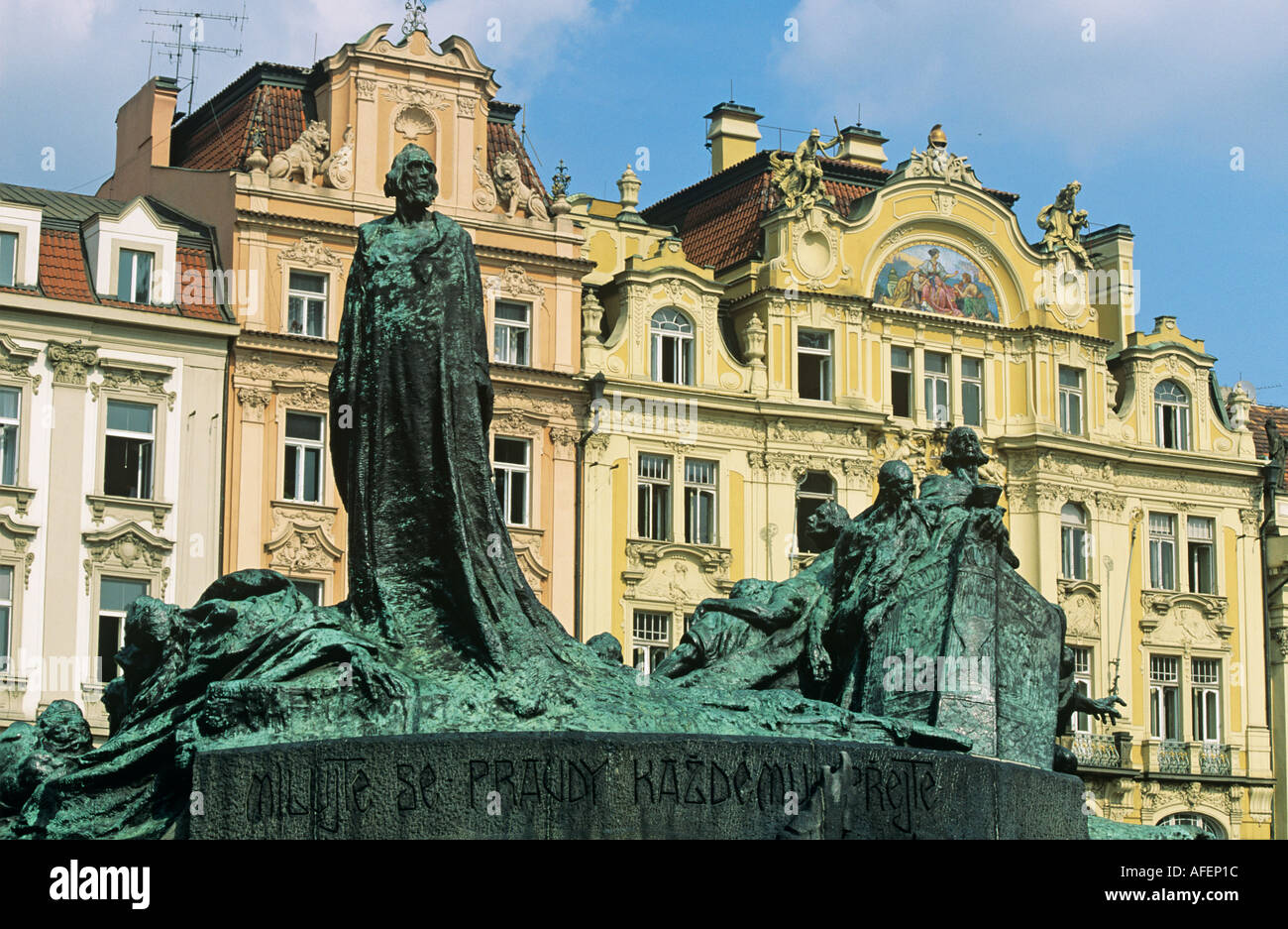 Jan Haus Monument Prague Czech Republic Stock Photo