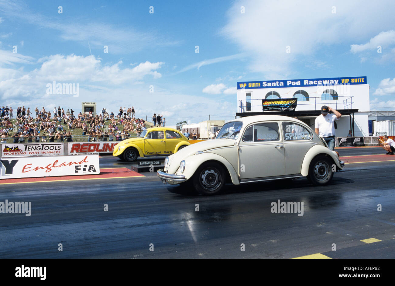 VW Volkswagen Beetle Drag Racing Stock Photo