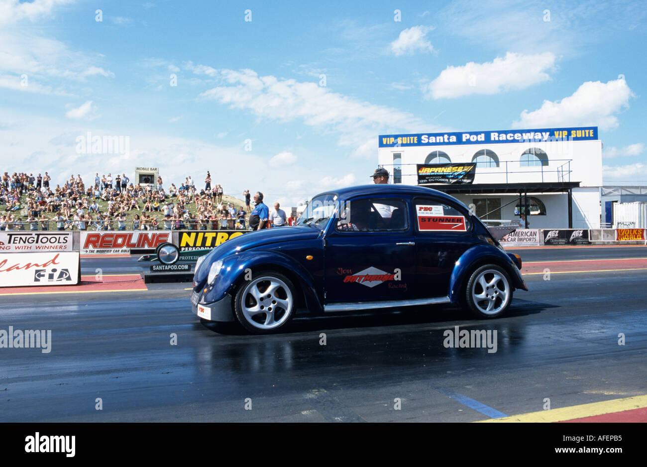 VW Volkswagen Beetle Drag Racing Stock Photo